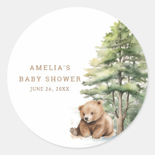 Sticker Rond Adventure Await Woodland Teddy Bear