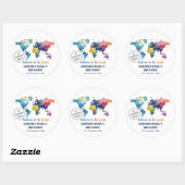 Sticker Rond Adventure Await World Map Baby shower de voyage (Feuille)