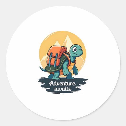 Sticker Rond Adventure Awaits is Hiking Adventures is Outdoor A (Devant)