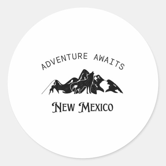 Sticker Rond Adventure Awaits Vacation Travel New Mexico (Devant)