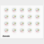 Sticker Rond Adventure Pink Camper Beach Baby shower fille (Feuille)