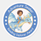 Sticker Rond Adventure Seeker Teacher Reading Explorer Award (Devant)
