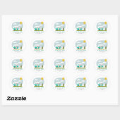 Sticker Rond Adventure Turquoise Camper Clothesline Baby shower (Feuille)