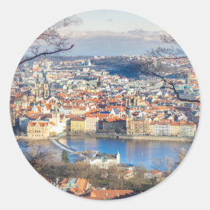 Sticker Rond Aerial view of Prague