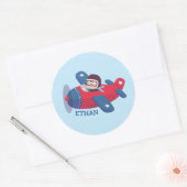 Sticker Rond Aéronef Aviateur Aviateur Aviateur Avion Nom (Enveloppe)