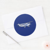 Sticker Rond Aéronef Chrome Cessna Silhouette Volant sur bleu (Enveloppe)