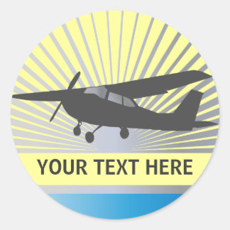 Sticker Rond Aéronefs à haute aile - Texte personnalisé