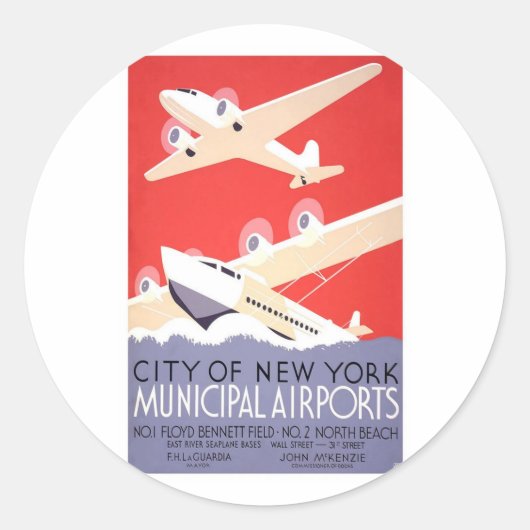 Sticker Rond Aéroports municipaux de New York (Devant)