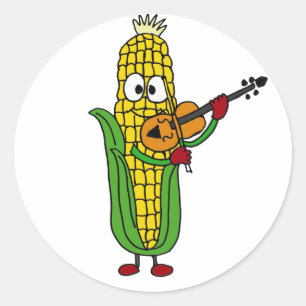 Sticker Rond AF- Corn Jouer la Fiddle ou le Violon