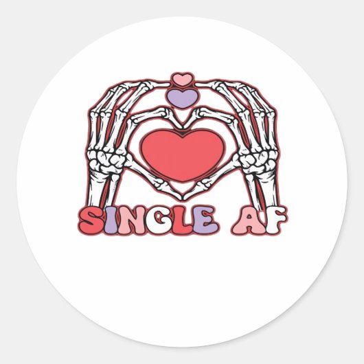 Sticker Rond Af Skeleton Mains Valentines Classic (Devant)