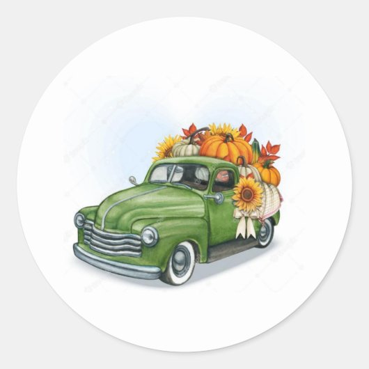Sticker Rond Affaire Harvest In a Green Truck (Devant)