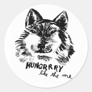 Sticker Rond affamé comme le loup