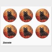 Sticker Rond Affenpinscher en automne Feuilles automne Inspiré (Feuille)