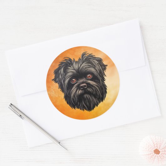 Sticker Rond Affenpinscher Monkey Dog Affens Terrier (Enveloppe)