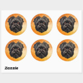 Sticker Rond Affenpinscher Monkey Dog Affens Terrier (Feuille)