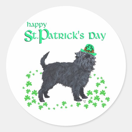 Sticker Rond Affenpinscher Saint-Patrick (Devant)