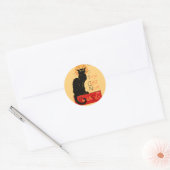 Sticker Rond Affiche Classique Chat Noir de Steinlen en Noir (Enveloppe)