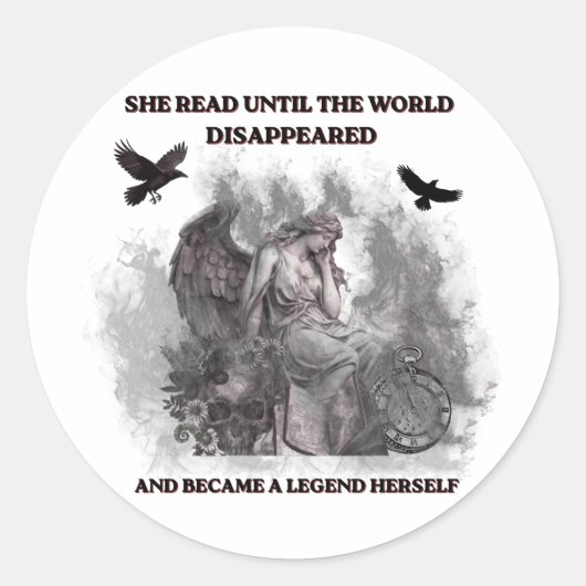 Sticker Rond Affiche de citation de lecture gothique Dark Acade (Devant)