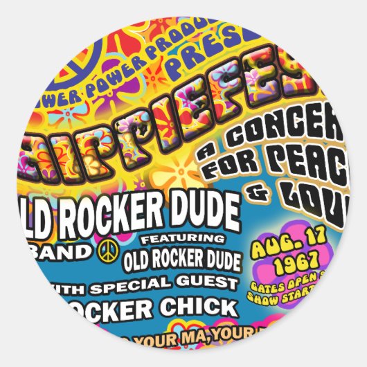 Sticker Rond Affiche de concert Hippiefest (Devant)