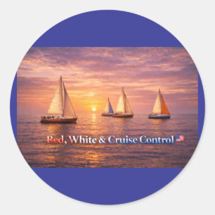 Sticker Rond Affiche de contrôle de croisière rouge blanc & D