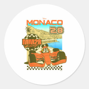 Sticker Rond Affiche de course Mickey et ses amis monaco 28