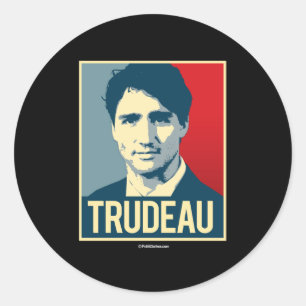 Sticker Rond Affiche de propagande de Trudeau - .png