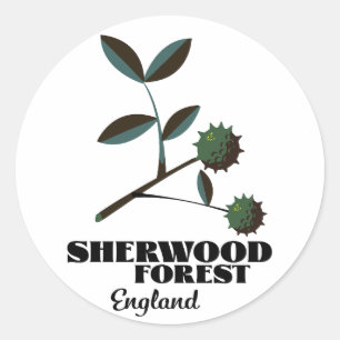 Sticker Rond Affiche de voyage de Sherwood Forest Angleterre