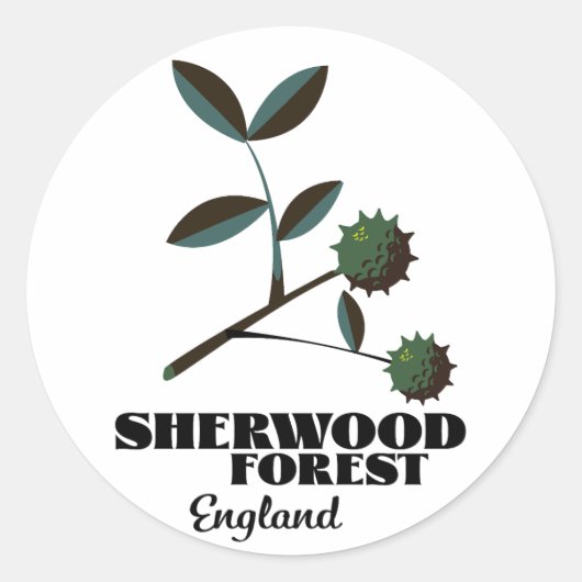 Sticker Rond Affiche de voyage de Sherwood Forest Angleterre (Devant)
