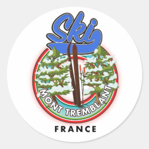 Sticker Rond Affiche de voyage de ski Mont Tremblant France