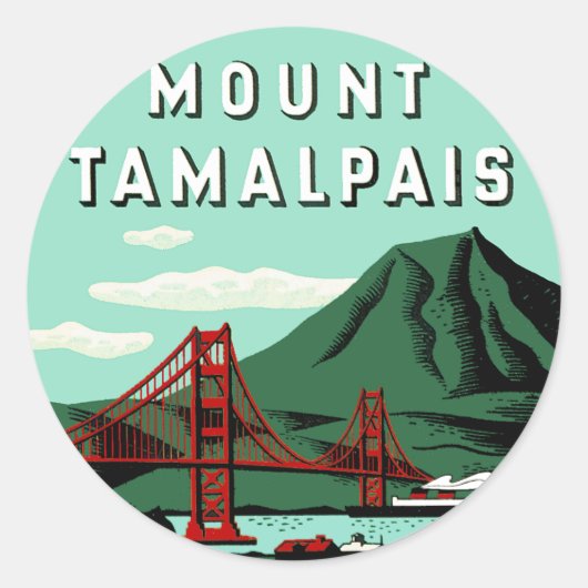 Sticker Rond Affiche de voyage du mont Tamalpais (Devant)