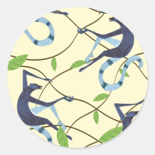 Sticker Rond Affiche Singes Vintage