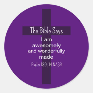 Sticker Rond Affirmation de la Bible violette Encouragement Chr