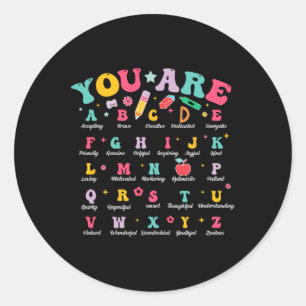 Sticker Rond Affirmations Positives Alphabet Retour à l'École E
