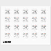 Sticker Rond Affirmations Typographie cardiaque Rouge Noir (Feuille)