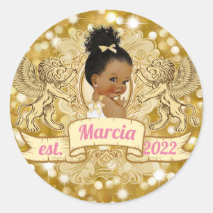 Sticker Rond Africaine Américaine Baby Girl   Parties scintill