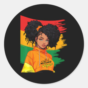 Sticker Rond Africaine Femme Noir Histoire Mois JunetDix Afro