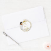 Sticker Rond African American Baby Boy Baptism Gold Cross (Enveloppe)