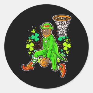 Sticker Rond African American Black Leprechaun Bysketbyll St Pa