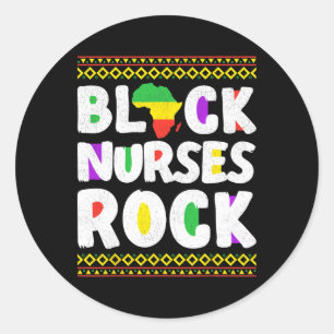 Sticker Rond African American Black Nurse Rock Junet1