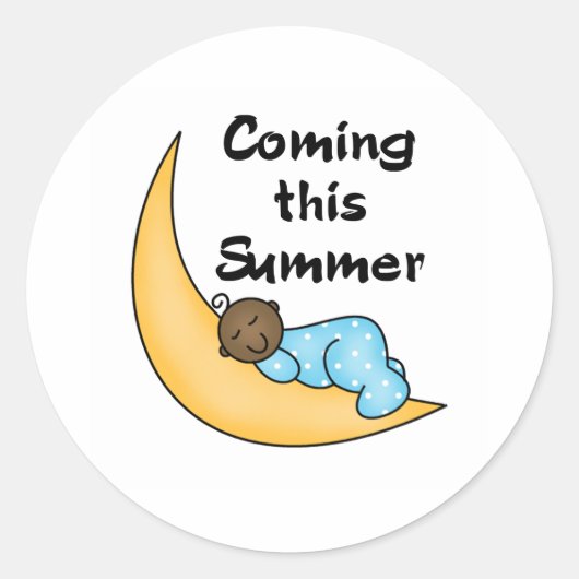 Sticker Rond African American Boy on Moon Summer (Devant)