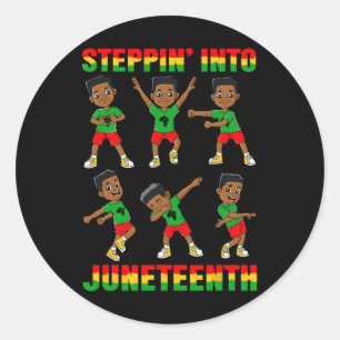 Sticker Rond African American Boys Kids Entrant Dans Juneteent