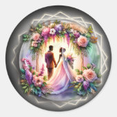 Sticker Rond African-American Bride and Groom Moonlight Wedding (Devant)