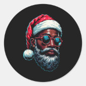 Sticker Rond African American Christmas Pajama Xmas Afro Santa (Devant)