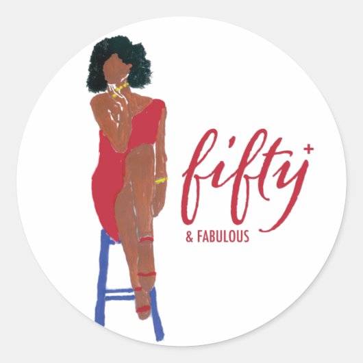 Sticker Rond African American Diva 50+ et toujours fabuleux (Devant)