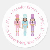 Sticker Rond African American Nutcracker Holiday Adresse de ret (Devant)