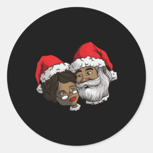 Sticker Rond African American Père Noël Black Mme Claus African