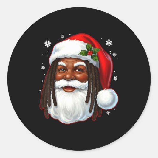 Sticker Rond African American Santa Christmas Cool Black X-mas  (Devant)