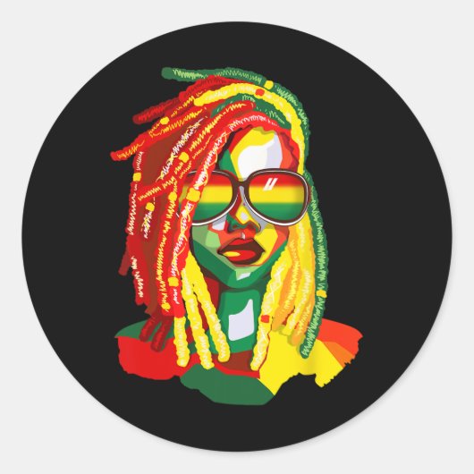 Sticker Rond African American Women Art Black History Junetent (Devant)