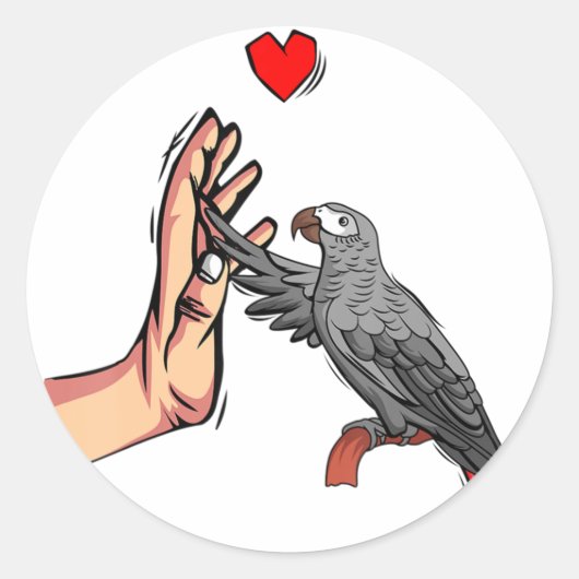 Sticker Rond African Grey Parrot Aimer drôle Femmes (Devant)