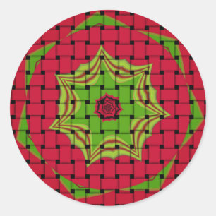 Sticker Rond African Lovely Design rouge tissé